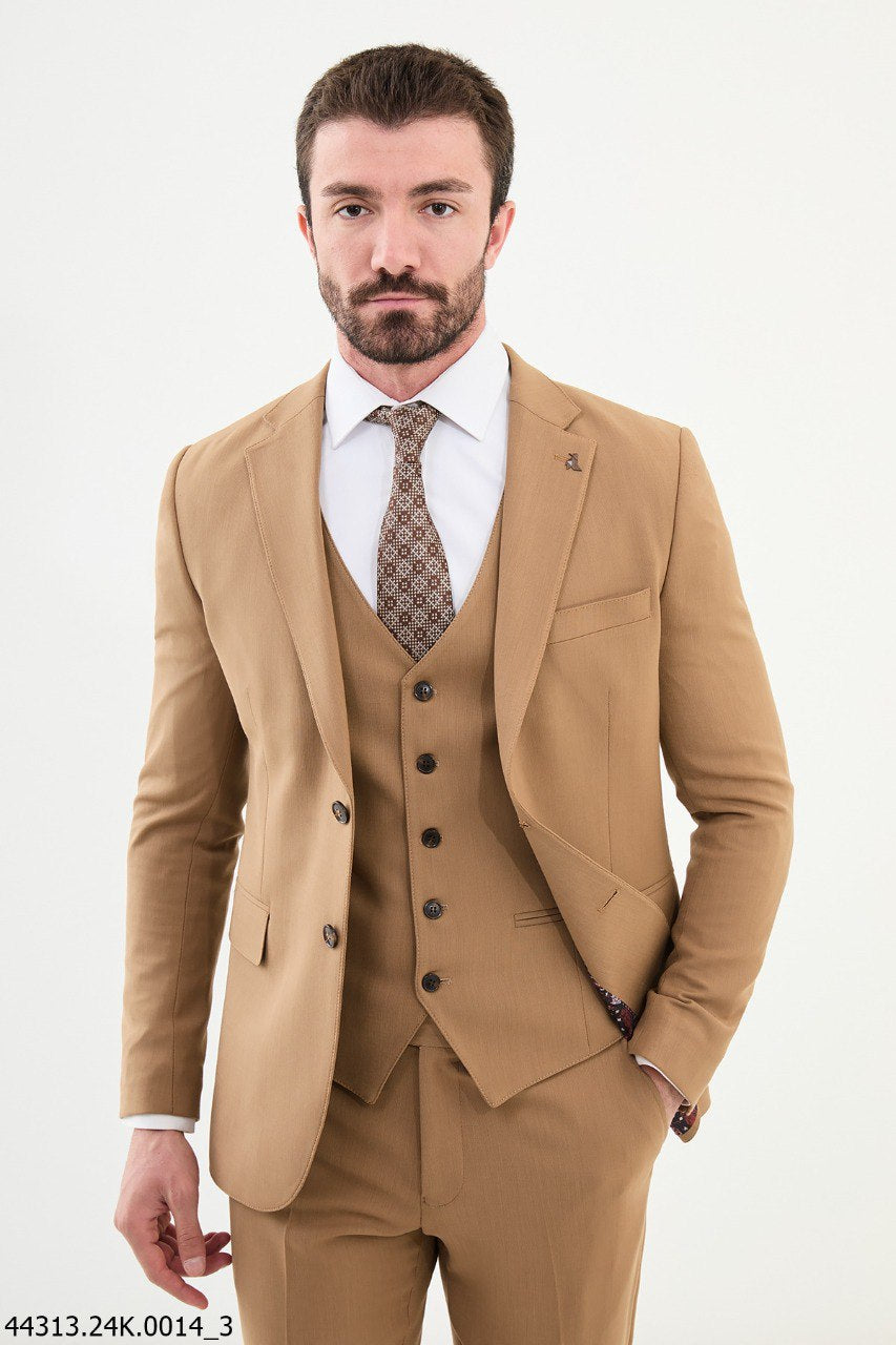 Bojoni Belmonte Camel Classic Slim Fit Suit