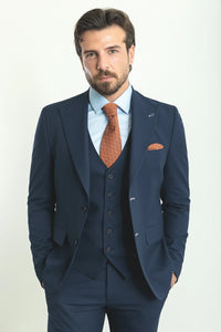 Bojoni Mayfair Classic Slim Fit Navy Blue Wool Suit