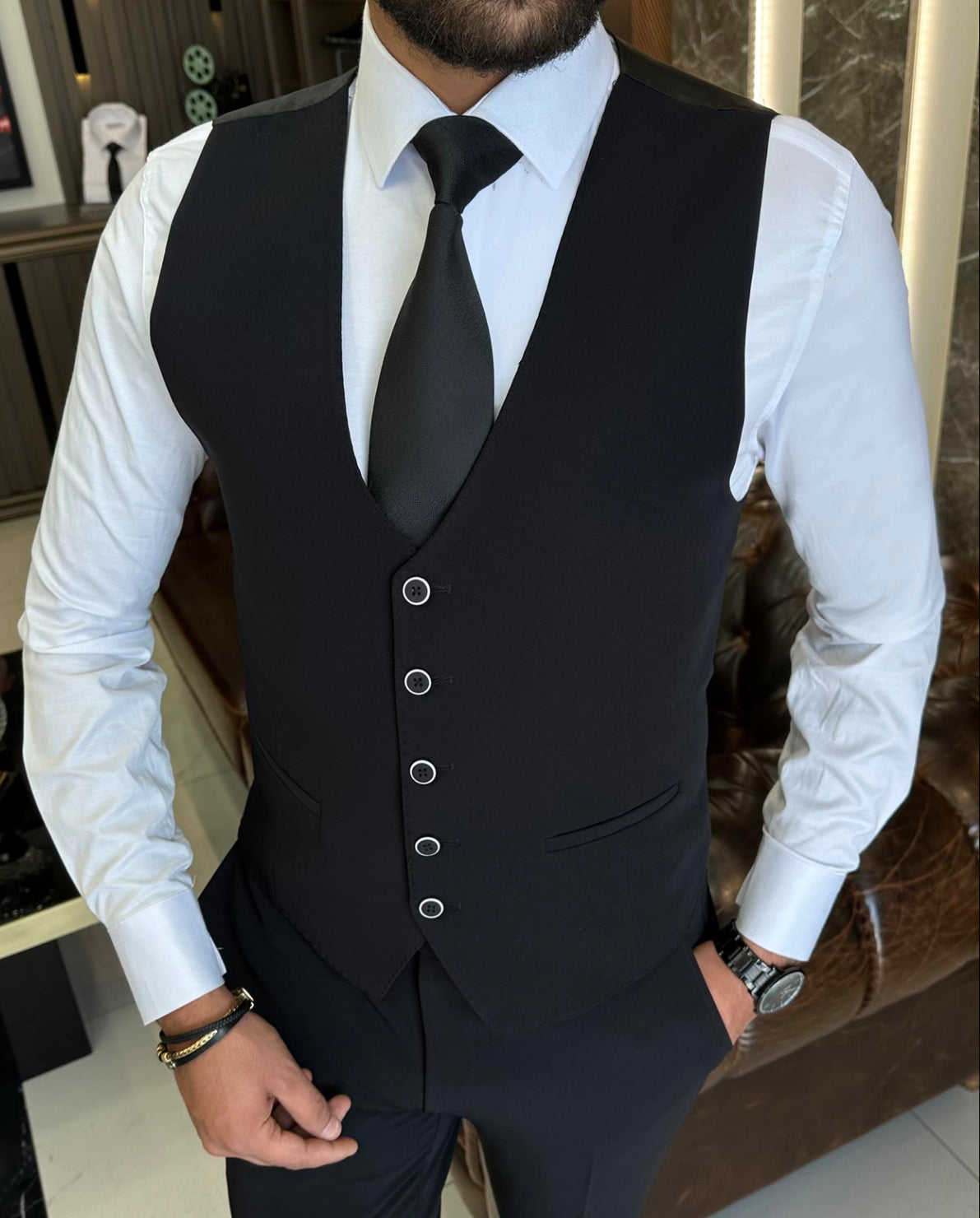 Bojoni Valencia Black Slim Fit Suit