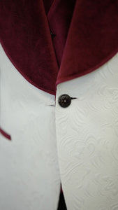 Bojoni Paruri Burgundy Slim Fit Velvet Shawl Lapel Wool Tuxedo