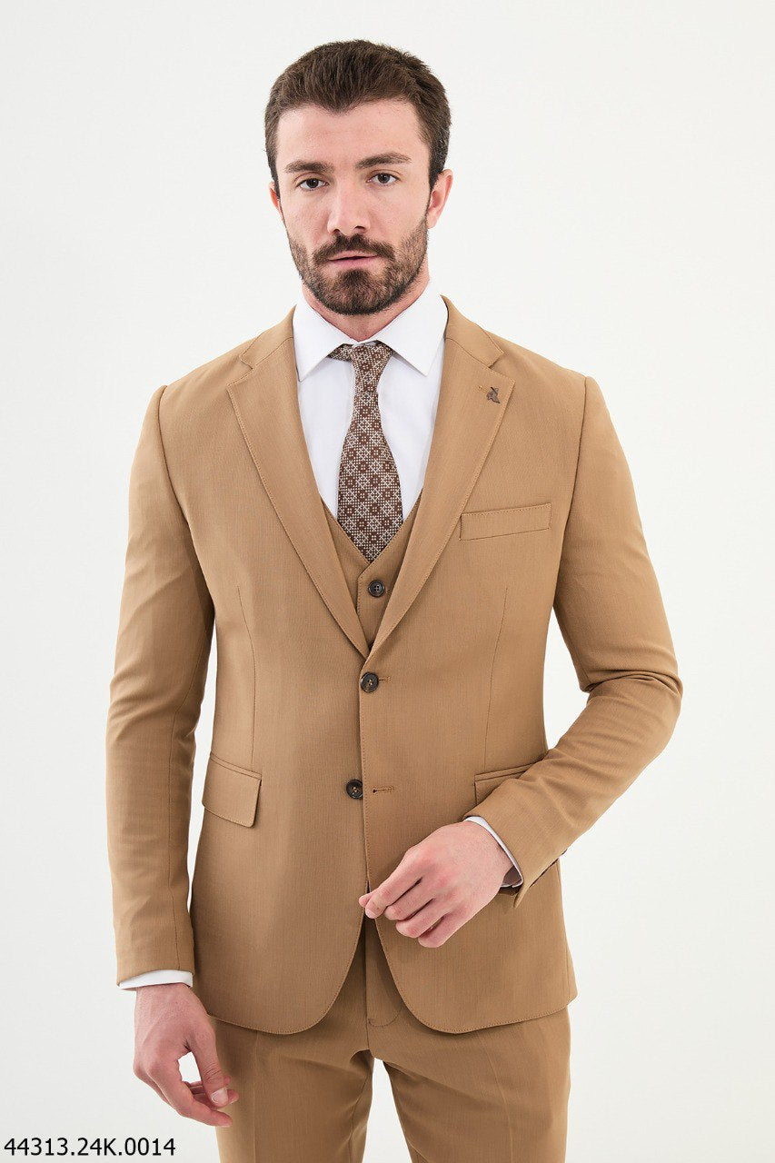 Bojoni Belmonte Camel Classic Slim Fit Suit