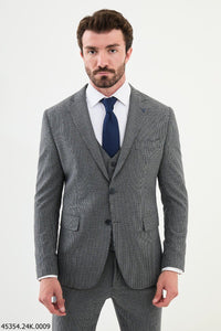 Bojoni Belmonte Gray Patterned  Slim Fit Suit