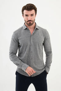 Bojoni Capena Long Sleeve Slim Fit Gray Shirt