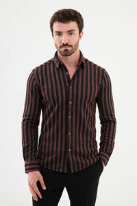 Bojoni Capena Striped Slim Fit Tile Shirt