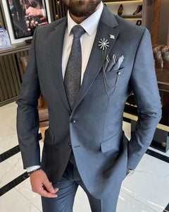 Bojoni Sheffield Dark Gray Slim Fit 2 Piece Notch Lapel Suit