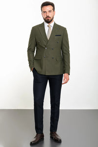 Bojoni Capena Khaki Double Breasted Slim Fit Suit