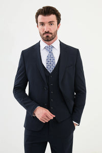Bojoni Capena Navy Blue Plaid Patterned  Slim Fit Suit