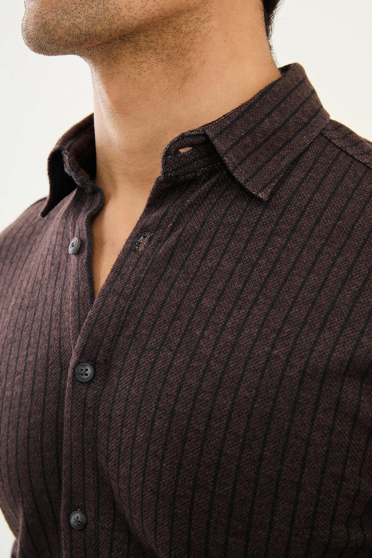 Bojoni Capena Collar Slim Fit  Brown Pointed Shirt