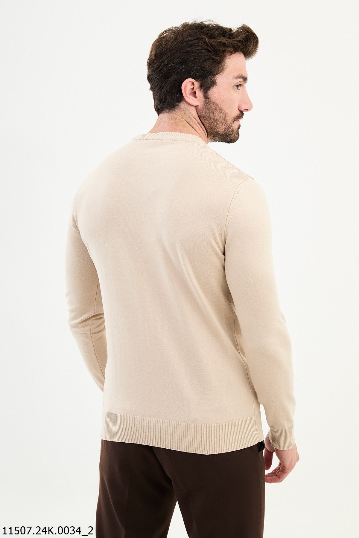 Bojoni Chicago Slim Fit Beige Knitted Sweater