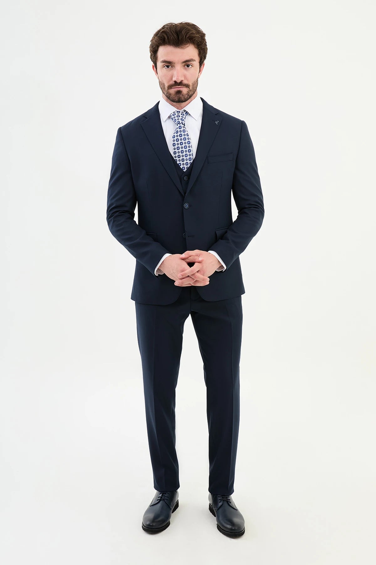 Bojoni Capena Navy Blue  Slim Fit Suit