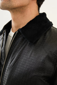 Bojoni Capena Black Check Leather Jacket