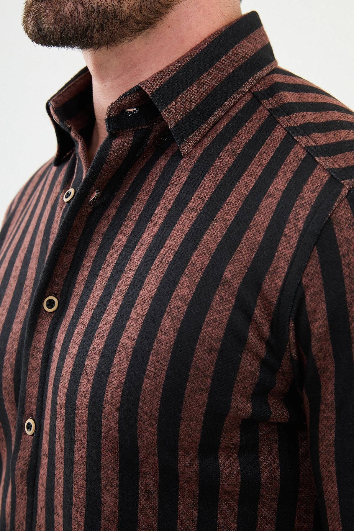 Bojoni Capena Striped Slim Fit Tile Shirt