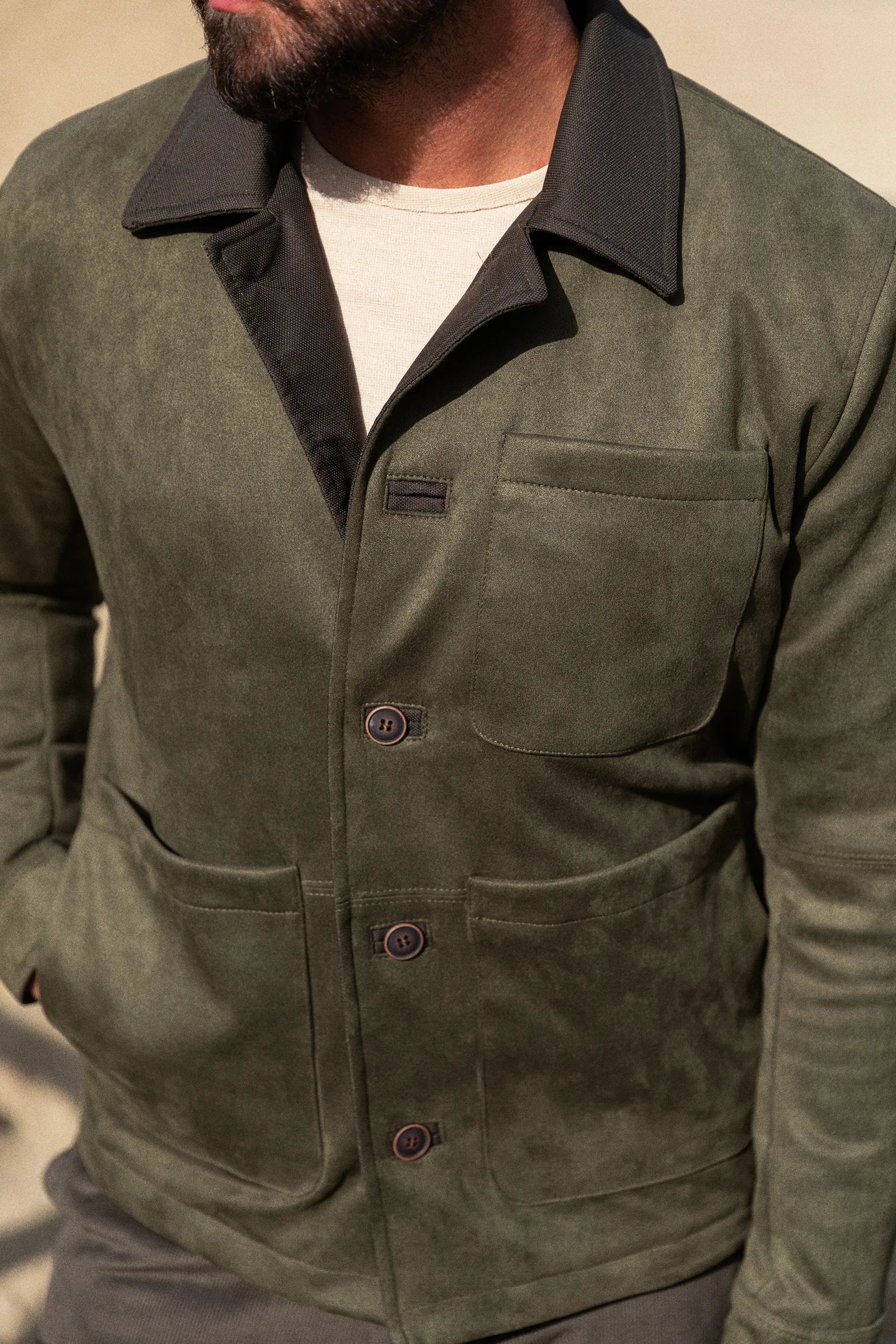 Bojoni Capena Khaki Suede Slim Fit Jacket