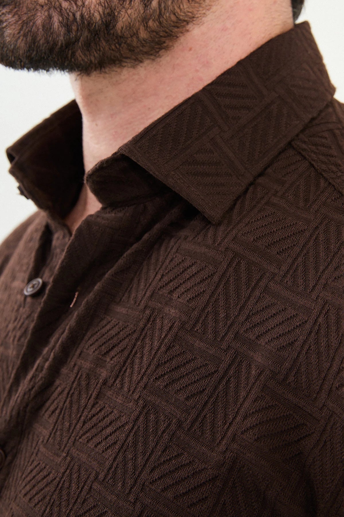 Bojoni Capena Long Sleeve Slim Fit Brown Shirt