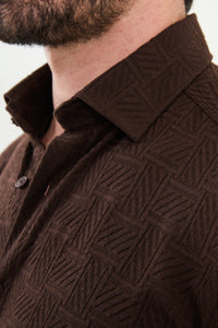 Bojoni Capena Long Sleeve Slim Fit Brown Shirt