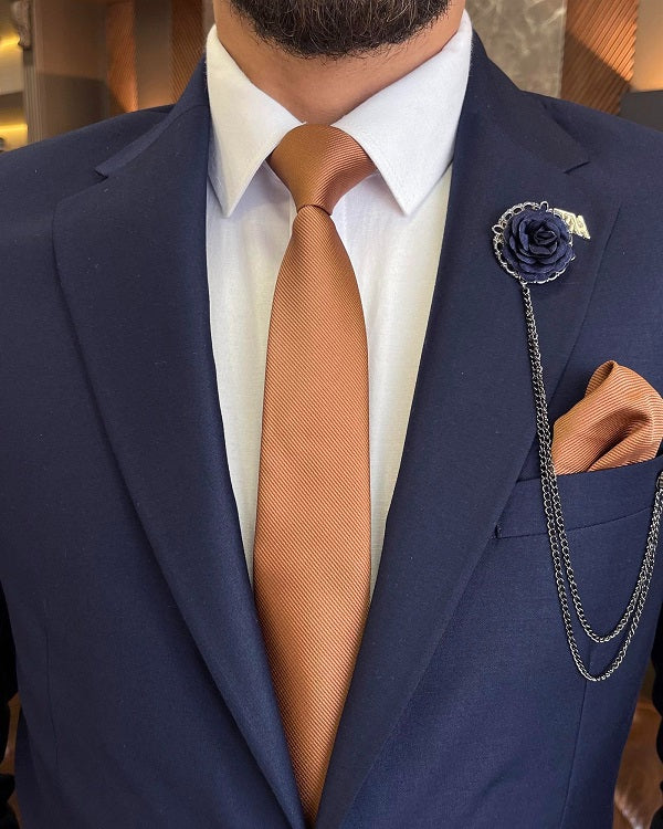 Bojoni Sheffield Navy Blue Slim Fit 2 Piece Notch Lapel Suit