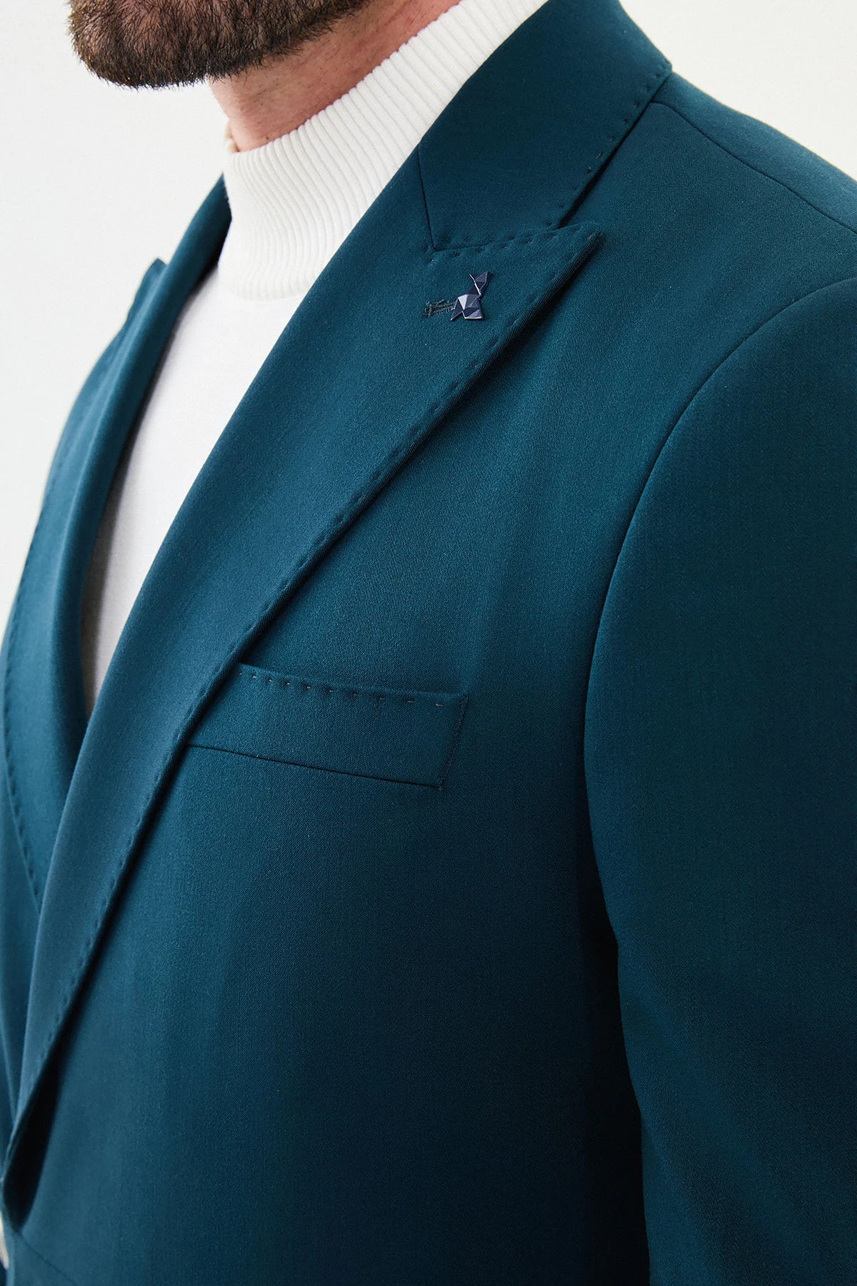 Bojoni Capena Slim Fit Blue Single Lapel Button Detail Suit