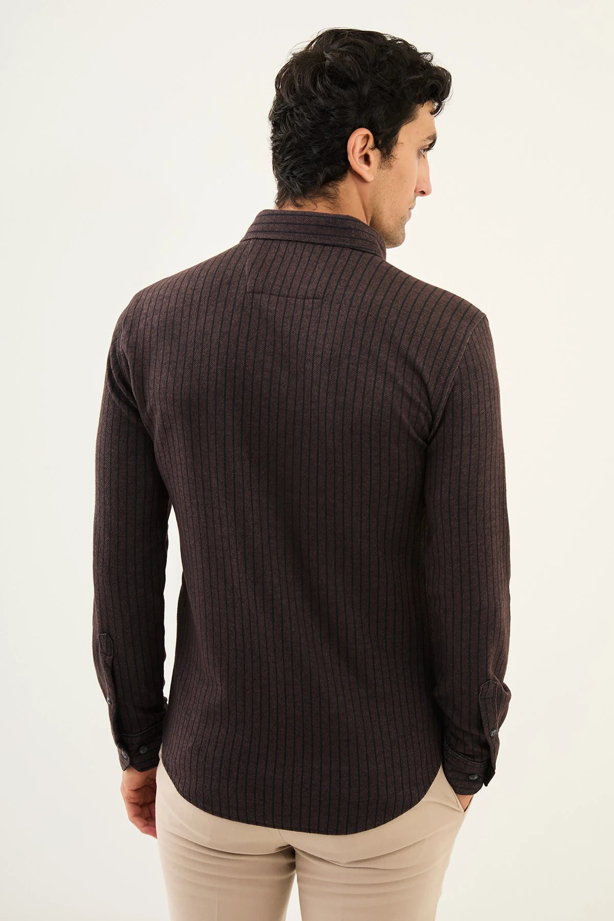 Bojoni Capena Collar Slim Fit  Brown Pointed Shirt