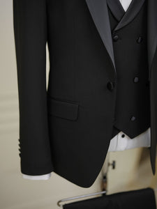 Bojoni Milford Black Slim Fit  Shawl Collar Tuxedo Suit