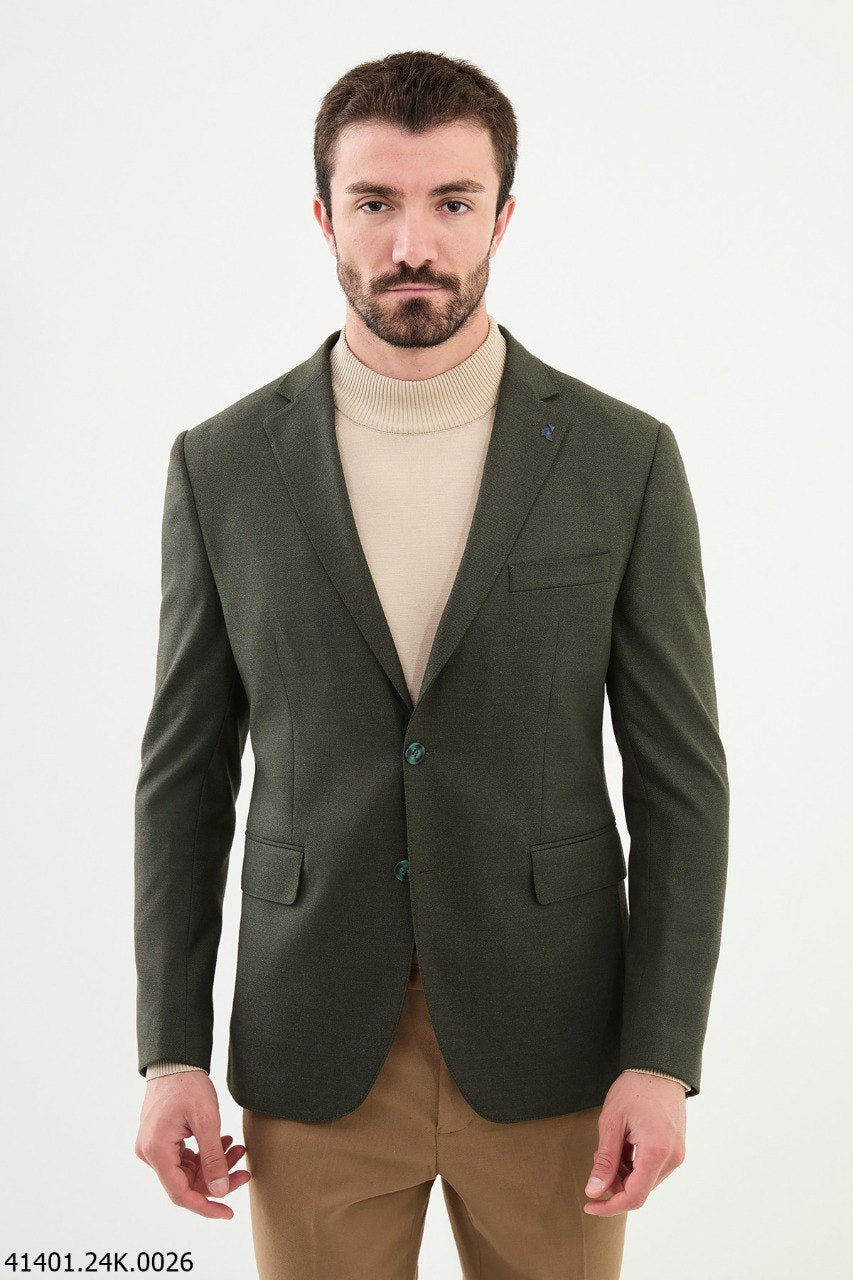 Bojoni Belmonte Slim Fit Khaki Blazer