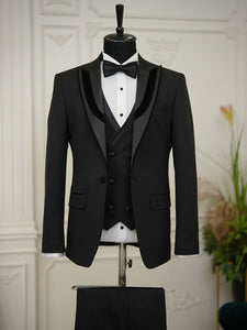 Bojoni Milford Black Velvet Collar  Slim Fit Tuxedo Suit