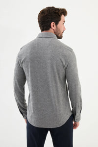 Bojoni Capena Long Sleeve Slim Fit Gray Shirt