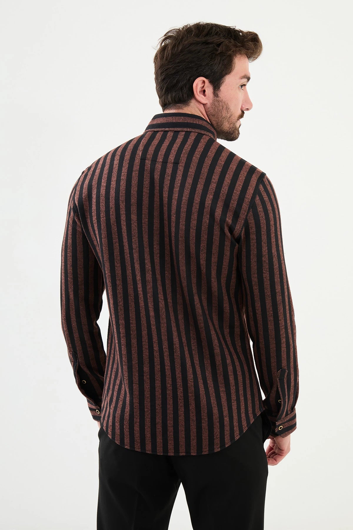 Bojoni Capena Striped Slim Fit Tile Shirt