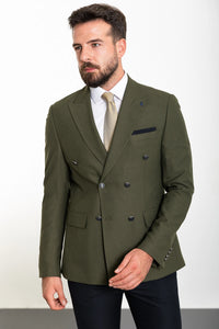 Bojoni Capena Khaki Double Breasted Slim Fit Suit