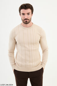 Bojoni Chicago Slim Fit Beige Knitted Sweater