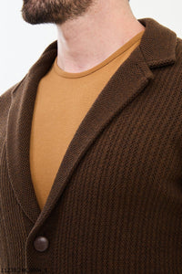 Bojoni Chicago Slim Fit Brown Knitwear Cardigan Sweater