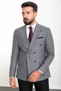 Bojoni Capena Gray Double Breasted Slim Fit Suit