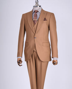 Bojoni Chicago Slim Fit Special Design Camel Suit