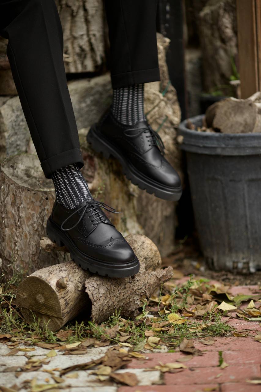 Bojoni Omaha Leather Black Oxford Shoes