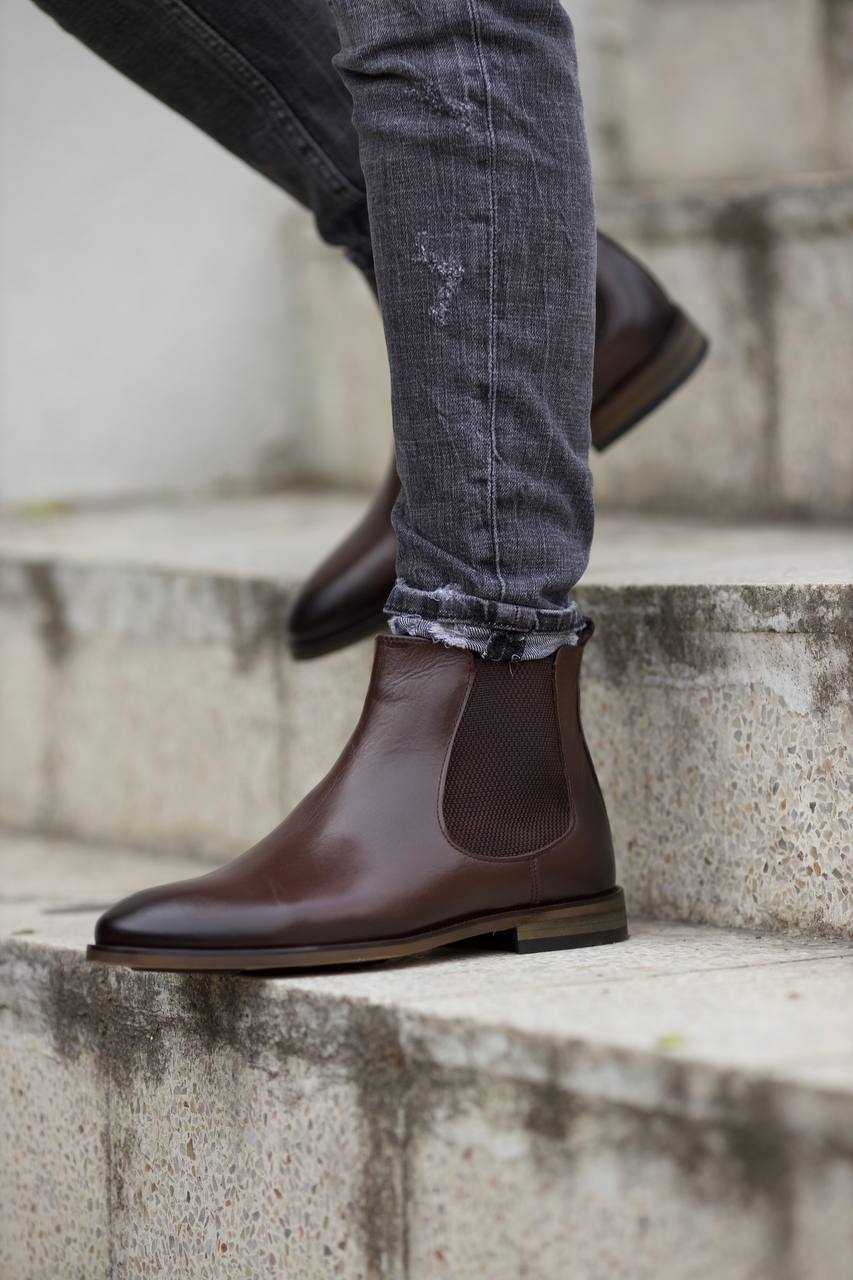 Bojoni Omaha Leather Brown Chelsea Boots Shoes