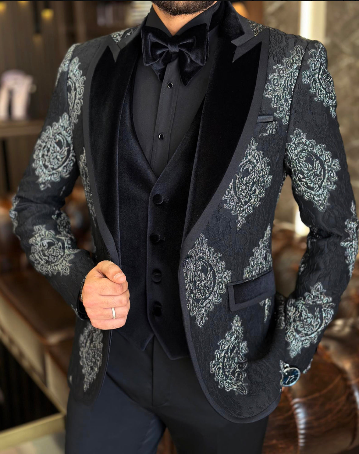 Bojoni Richbaum Royal Black  Slim Fit Tuxedo Suit