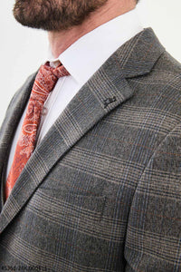 Bojoni Belmonte Dark Beige Plaid  Slim Fit Suit