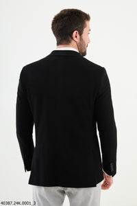 Bojoni Belmonte Slim Fit Black Wool Blazer