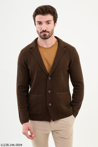 Bojoni Chicago Slim Fit Brown Knitwear Cardigan Sweater