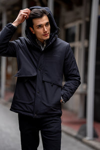 Bojoni Omaha Slim Fit Black Waterproof Jacket