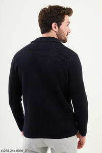 Bojoni Chicago Slim Fit Navy Blue Knitwear Cardigan Sweater