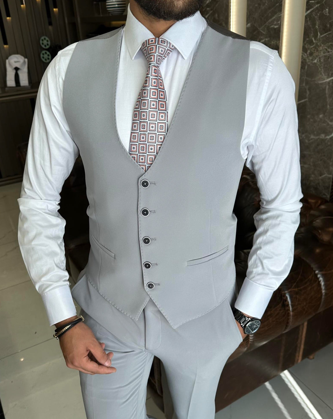 Bojoni Valencia Gray Slim Fit  Suit