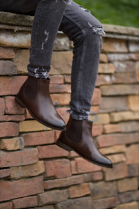 Bojoni Omaha Leather Brown Chelsea Boots Shoes