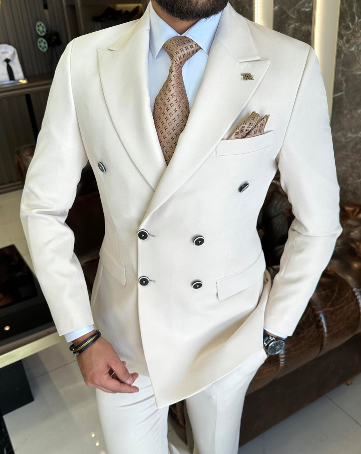 Bojoni Valencia Double Breasted Slim Fit Suit in 2 Colors