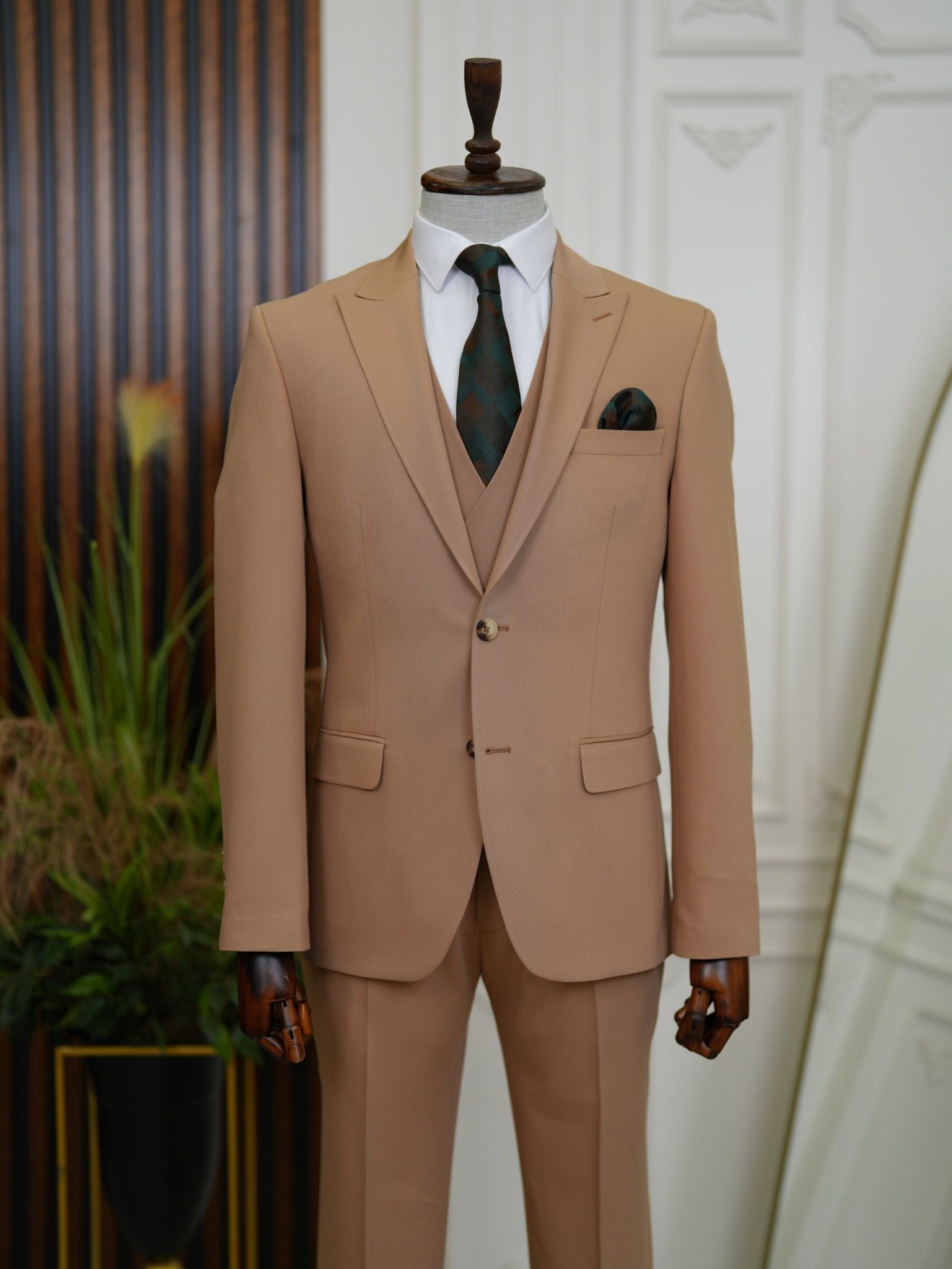 Bojoni Volterra Tan  Slim Fit Suit