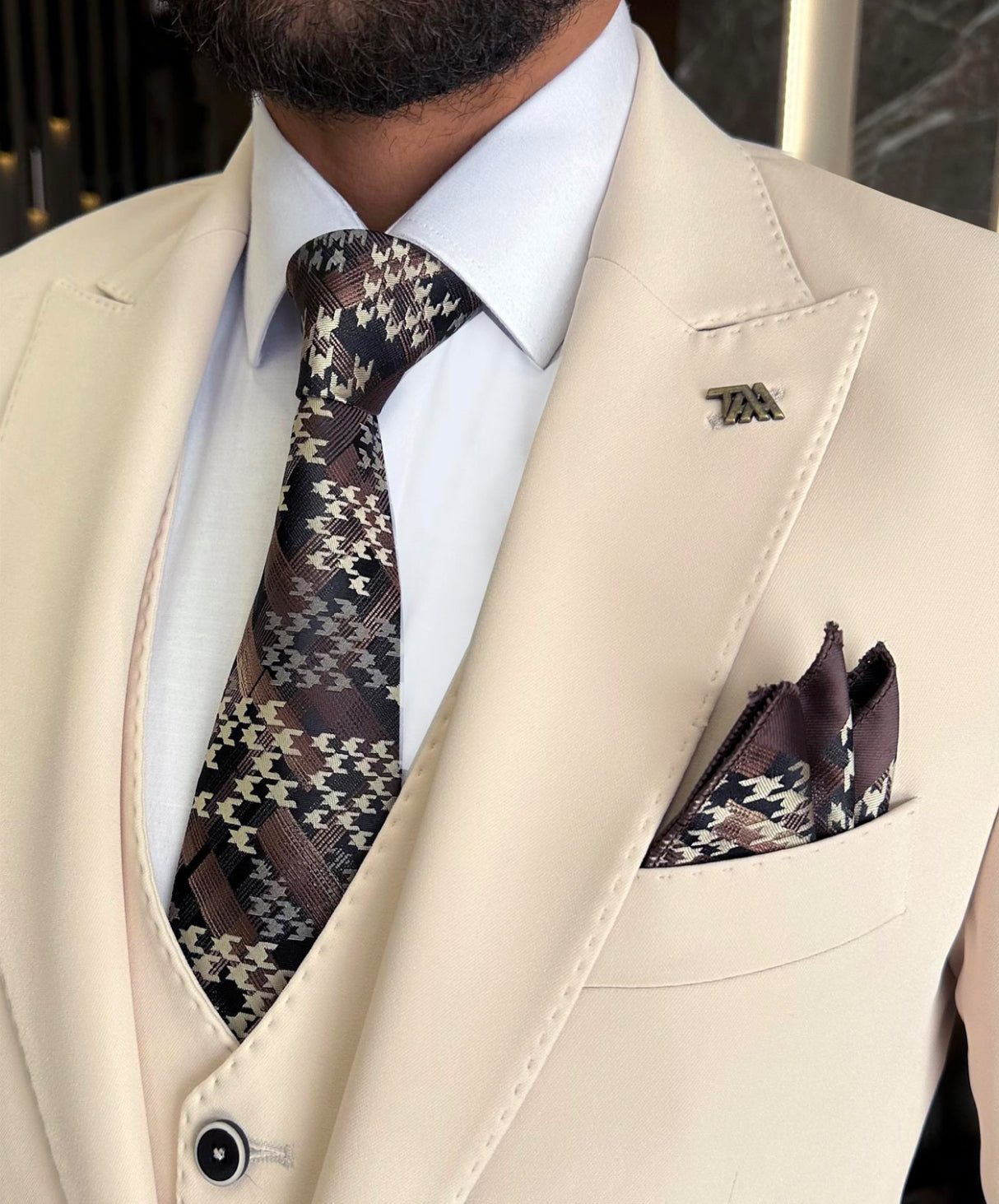 Bojoni Valencia Beige Slim Fit Suit