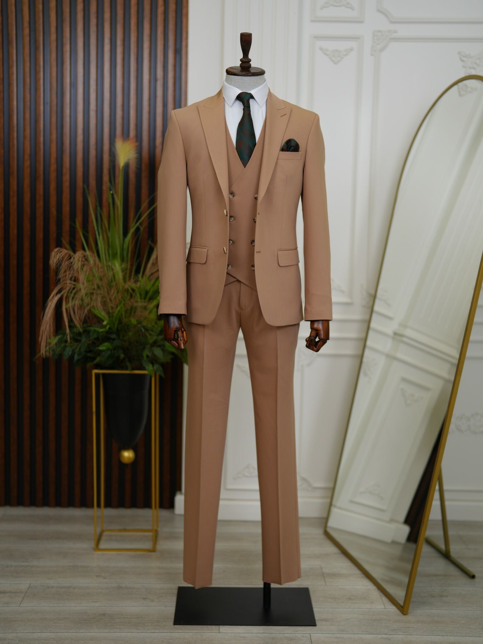 Bojoni Volterra Tan  Slim Fit Suit