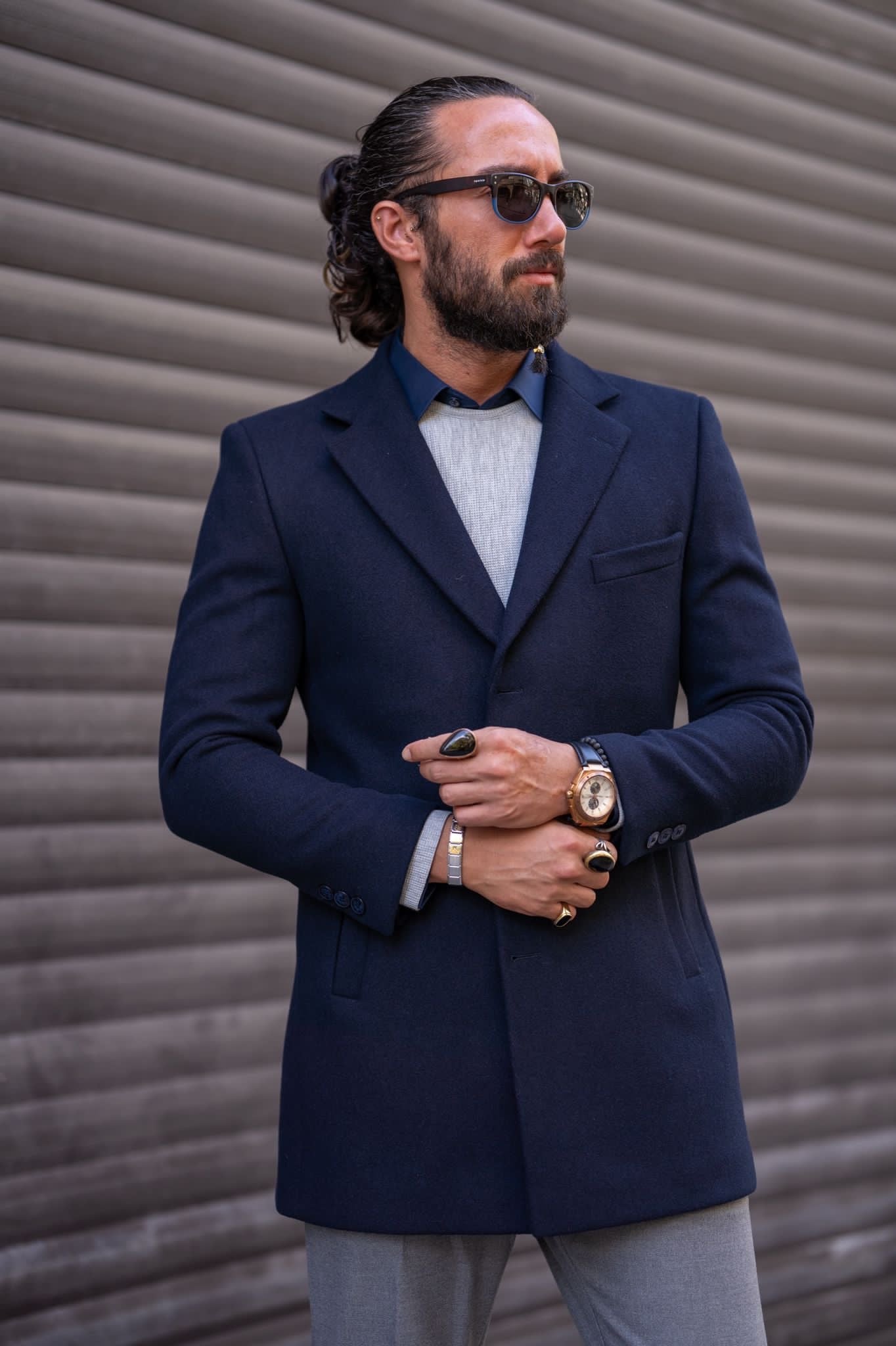 Bojoni Milford Slim Fit Navy Blue  Coat