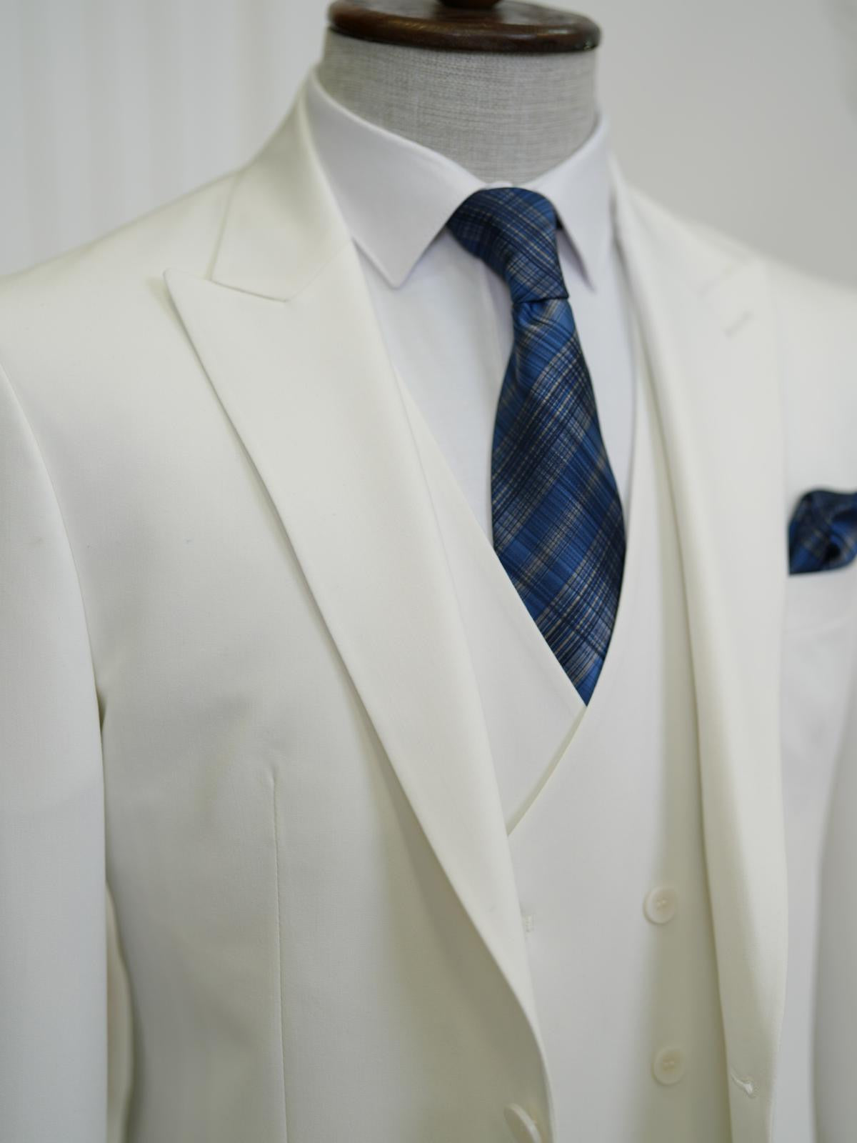 Bojoni Volterra White  Slim Fit Suit