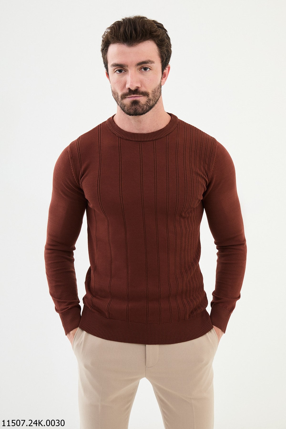 Bojoni Chicago Slim Fit Tile Knitted Sweater