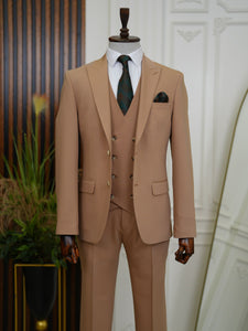 Bojoni Volterra Tan  Slim Fit Suit